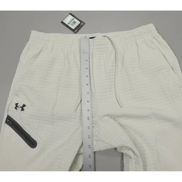 Under Armour Unstoppable Fleece Grid Joggers Cream 1386544-110 Men's‎ Size LARGE - Picture 10 of 15